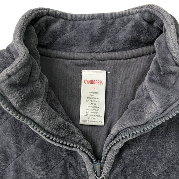 Gymboree Gray Quilted Velour Zip Front Jacket 6 Years - Picture 2 of 2